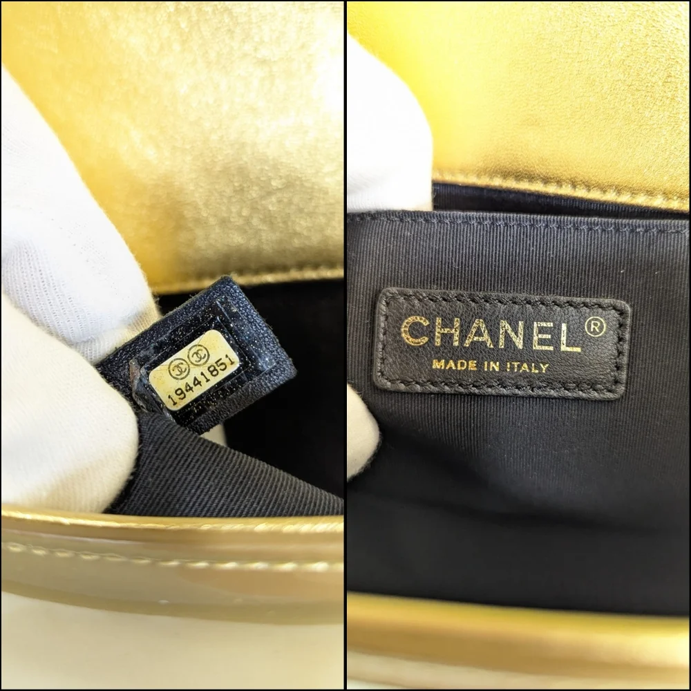 ✨️Super Rare Authentic Chanel Boy Flap Gold Quilted Patent Medium Bag - Picture 16 of 16
